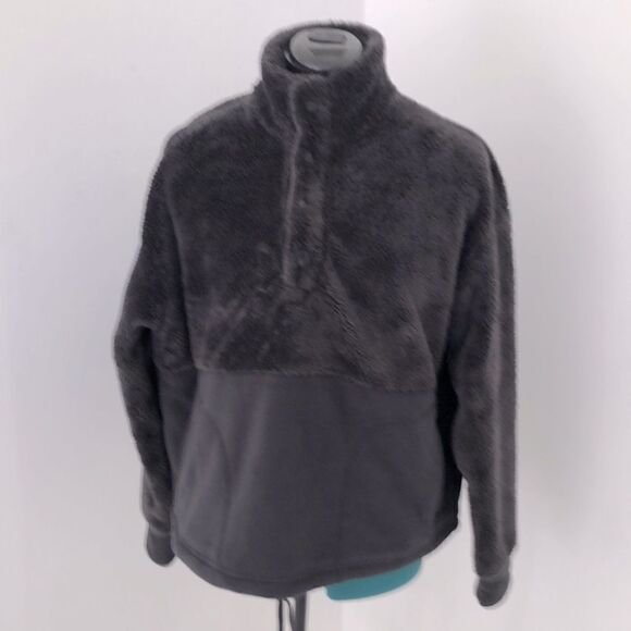 All In Motion Black Plush Pull Over Funnel Neck 3/4 Snap Sweatshirt/ Top  Size L - Picture 1 of 3